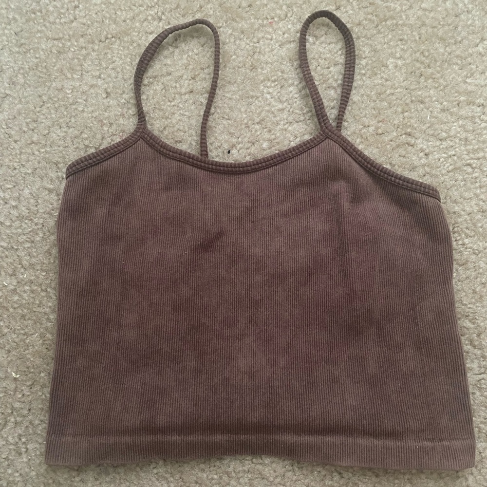 Brown rib-knit tank top